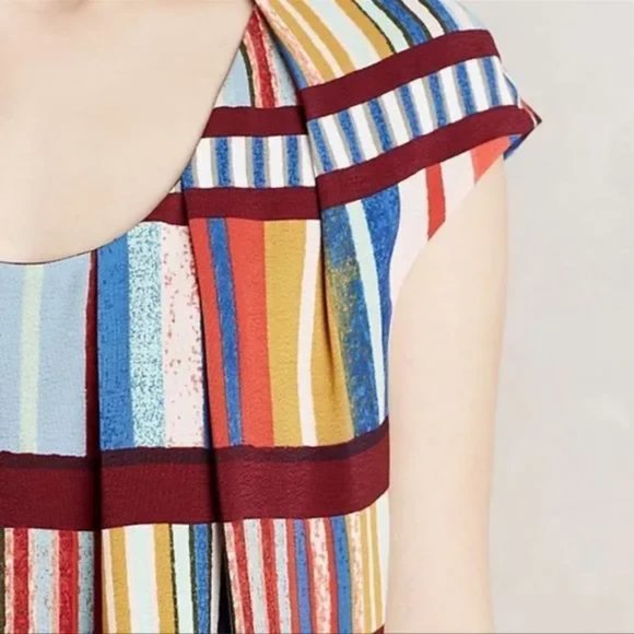 Anthropologie Maeve Au Revoir Colorful Striped Bookshelf Dress - Picture 3 of 9